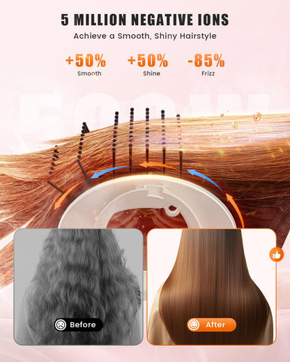 Tqcir high speed brushless motor hair dryer brush with smart overheat protection buttons close up