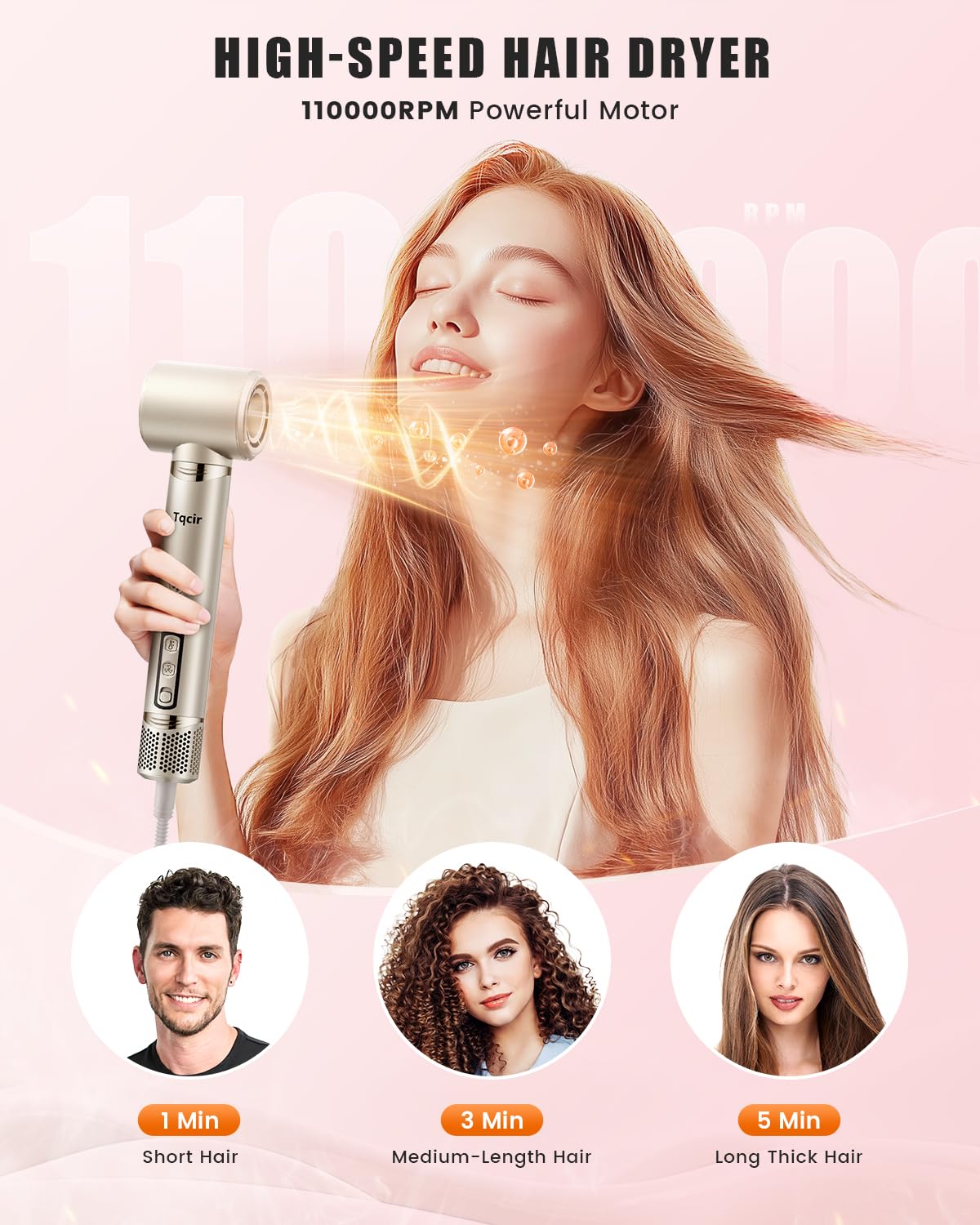 Tqcir professional oval brush and firm straightening attachments designed for smoothing frizzy hair types