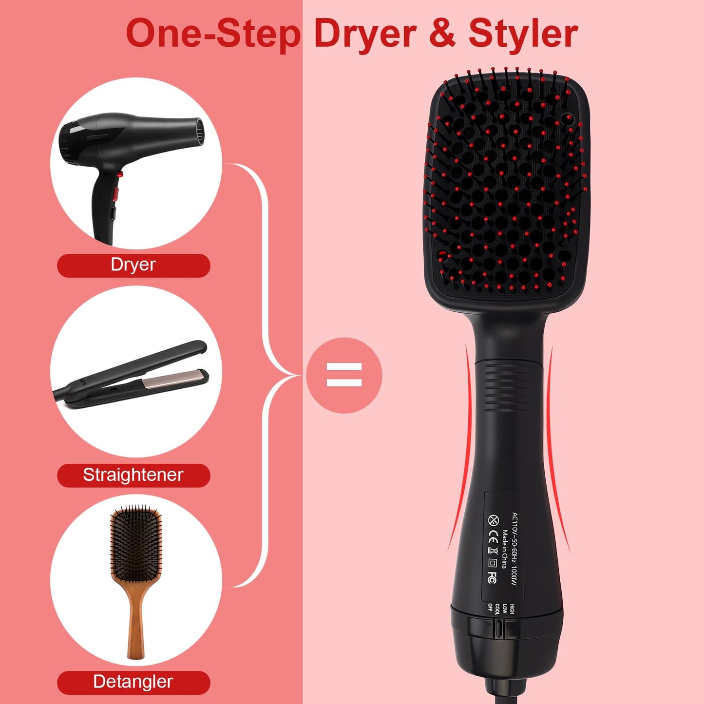 Sonew hot air styling tool showing flexible padded bristles and large shovel design for rapid detangling