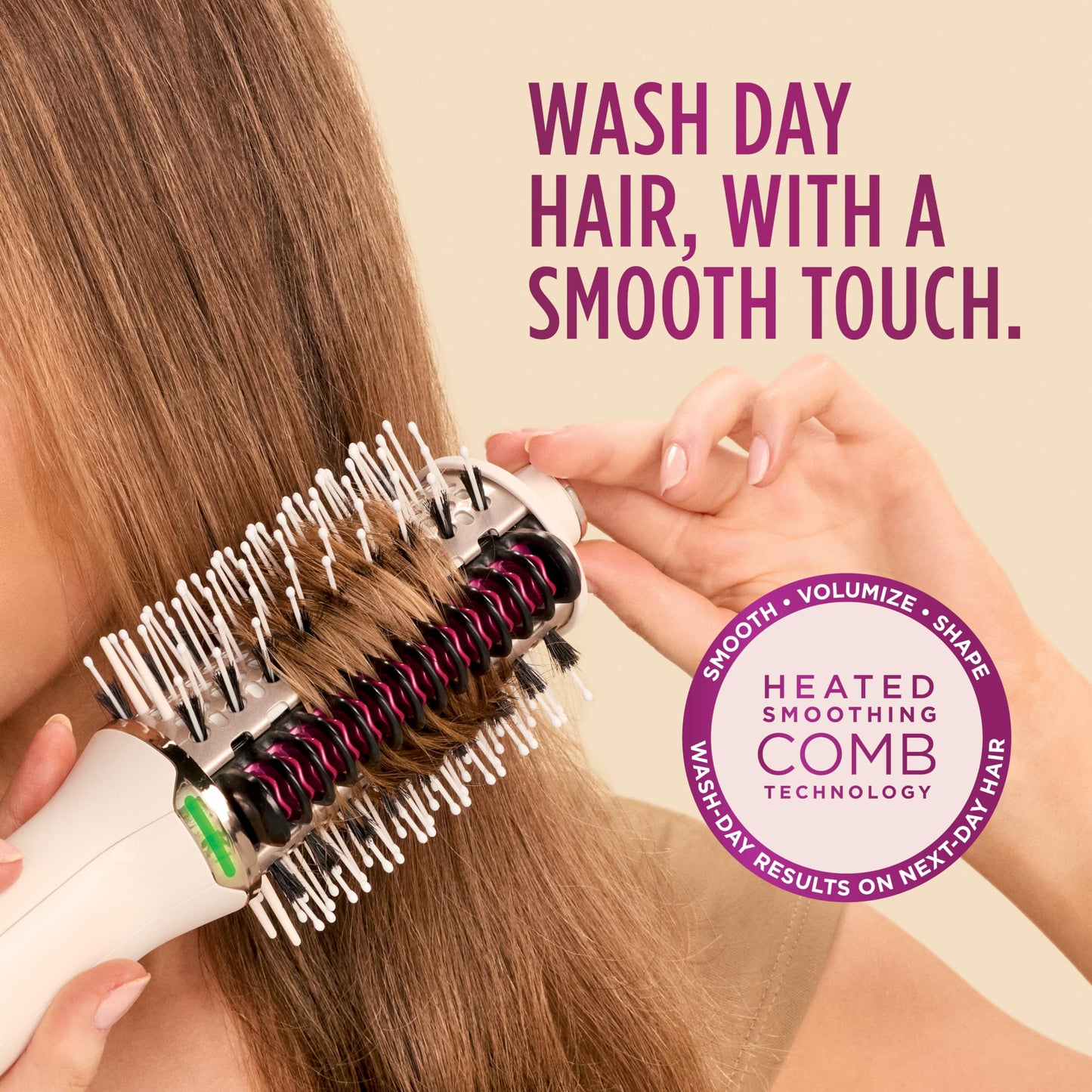 Side profile of the lightweight ceramic coated heated comb displaying the speed control interface