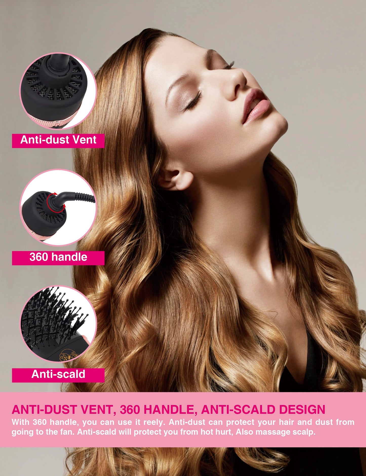 Full packaging view of the imported TWOBARCKER 1000 watt hot air brush for home use