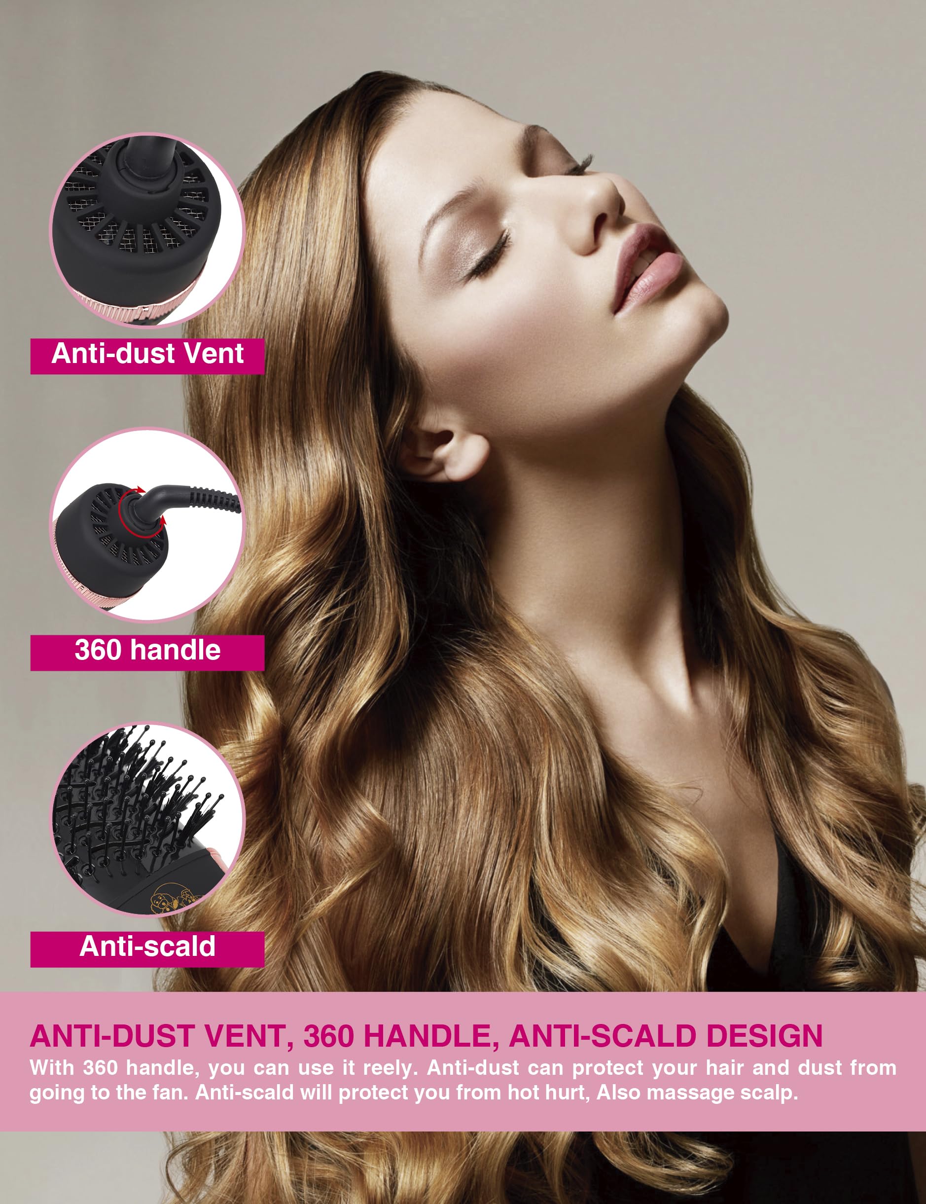 Full packaging view of the imported TWOBARCKER 1000 watt hot air brush for home use