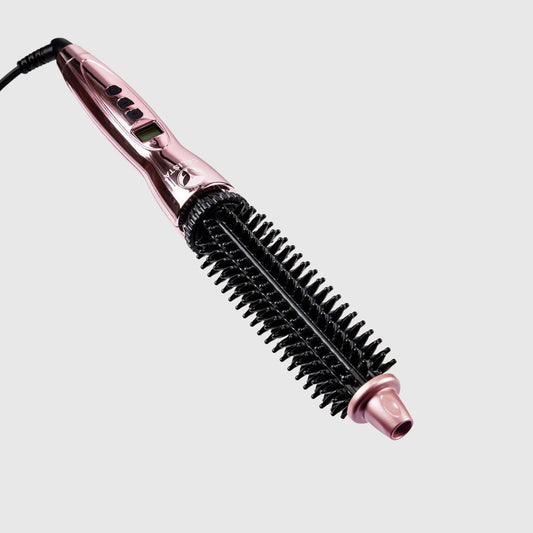 Calista heated styling brush 1.0 inch rose gold barrel close up view