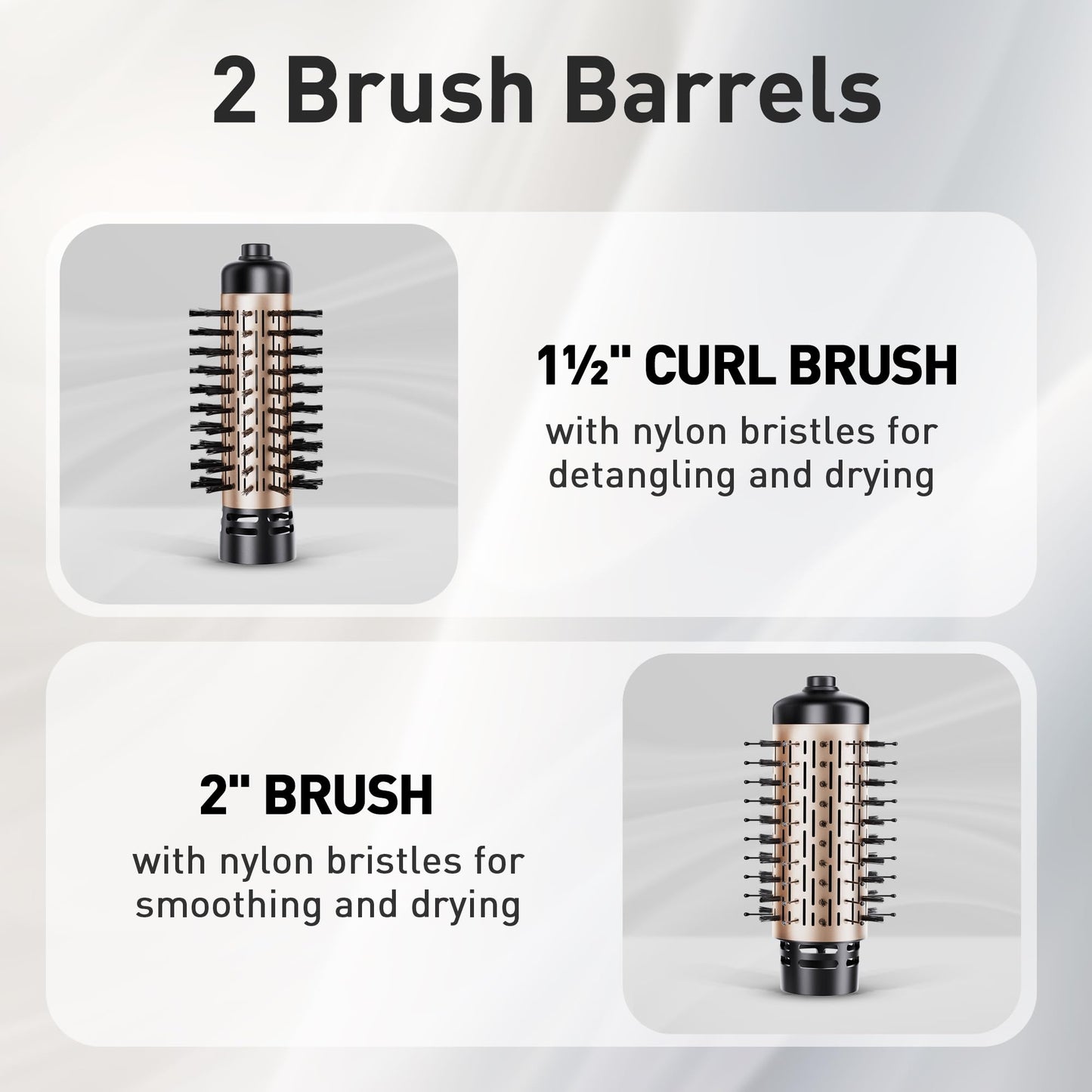 Beautimeter 2-inch round volumizer brush attachment for long hair styling