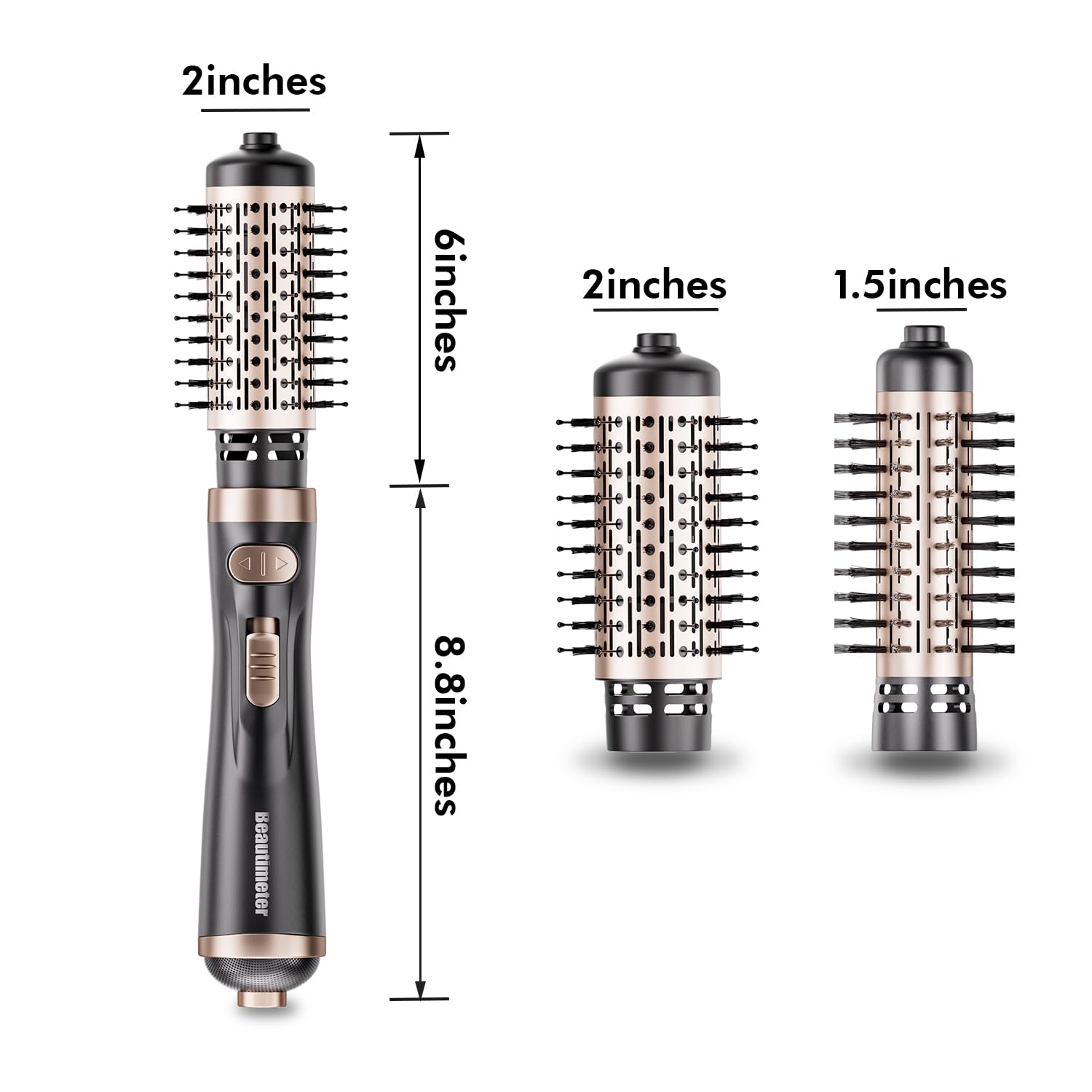 Beautimeter hair dryer brush kit packaging showing all included accessories