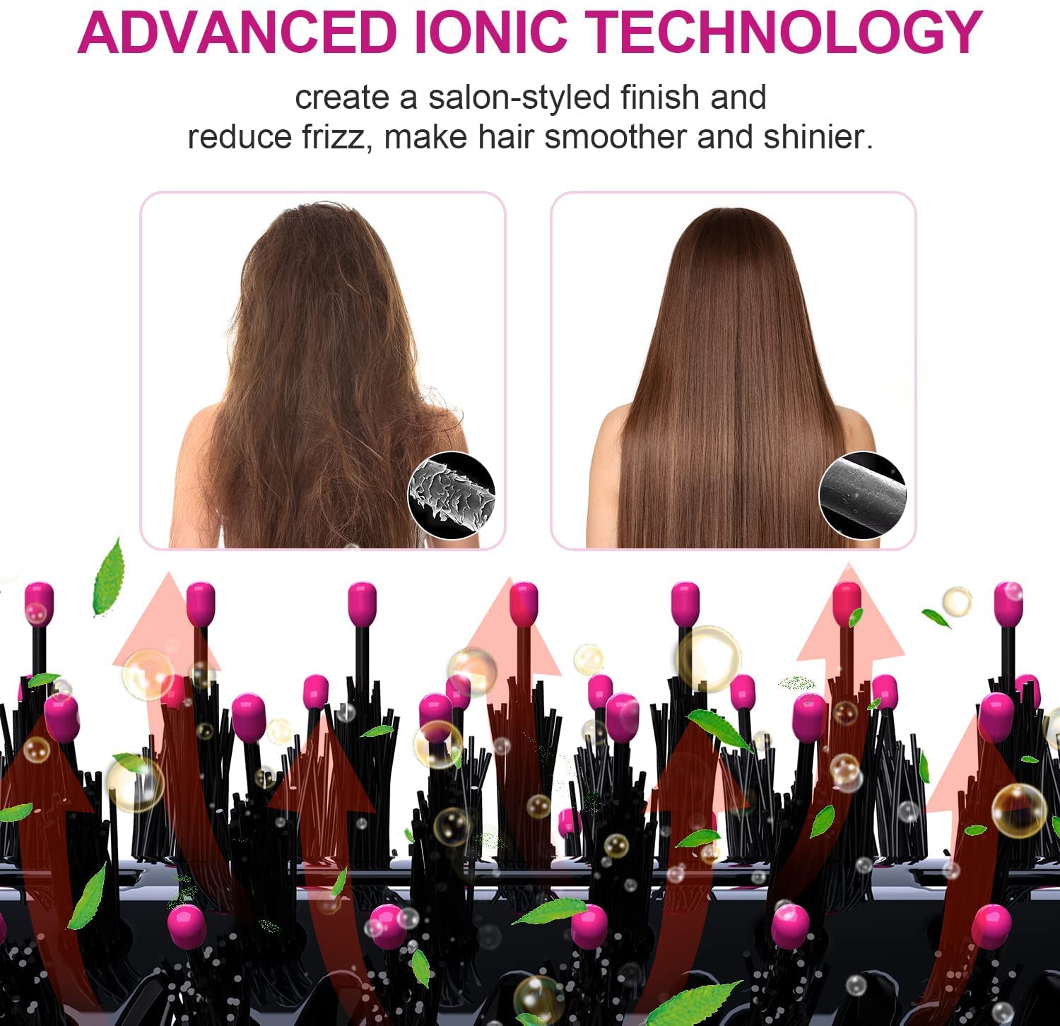 Dimecano hair straightening brush head demonstrating the dual bristle layout