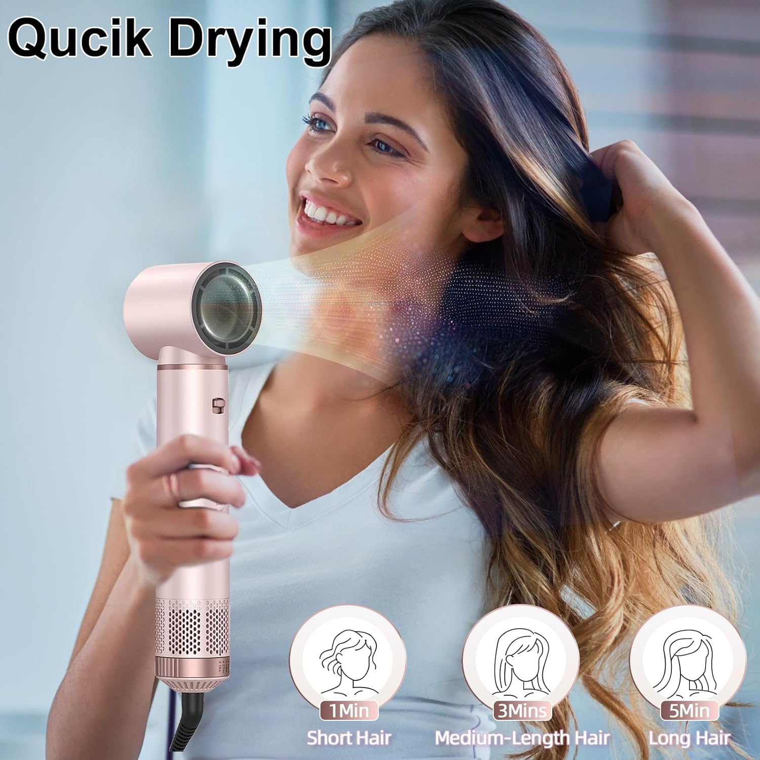 Dryhsip ionic blow dryer brush close up on the adjustable heat and speed control switches