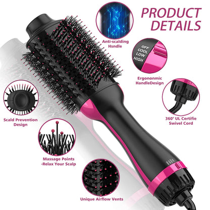 Dimecano salon blowout brush angle view showcasing the sleek black pink aesthetic