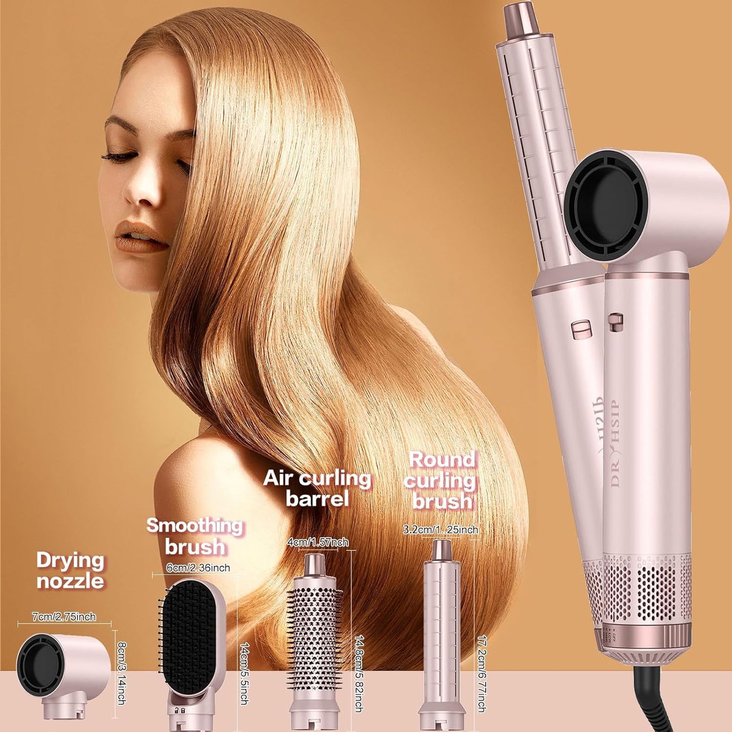 Dryhsip 5 in 1 hair styler being used for straightening hair from roots to ends