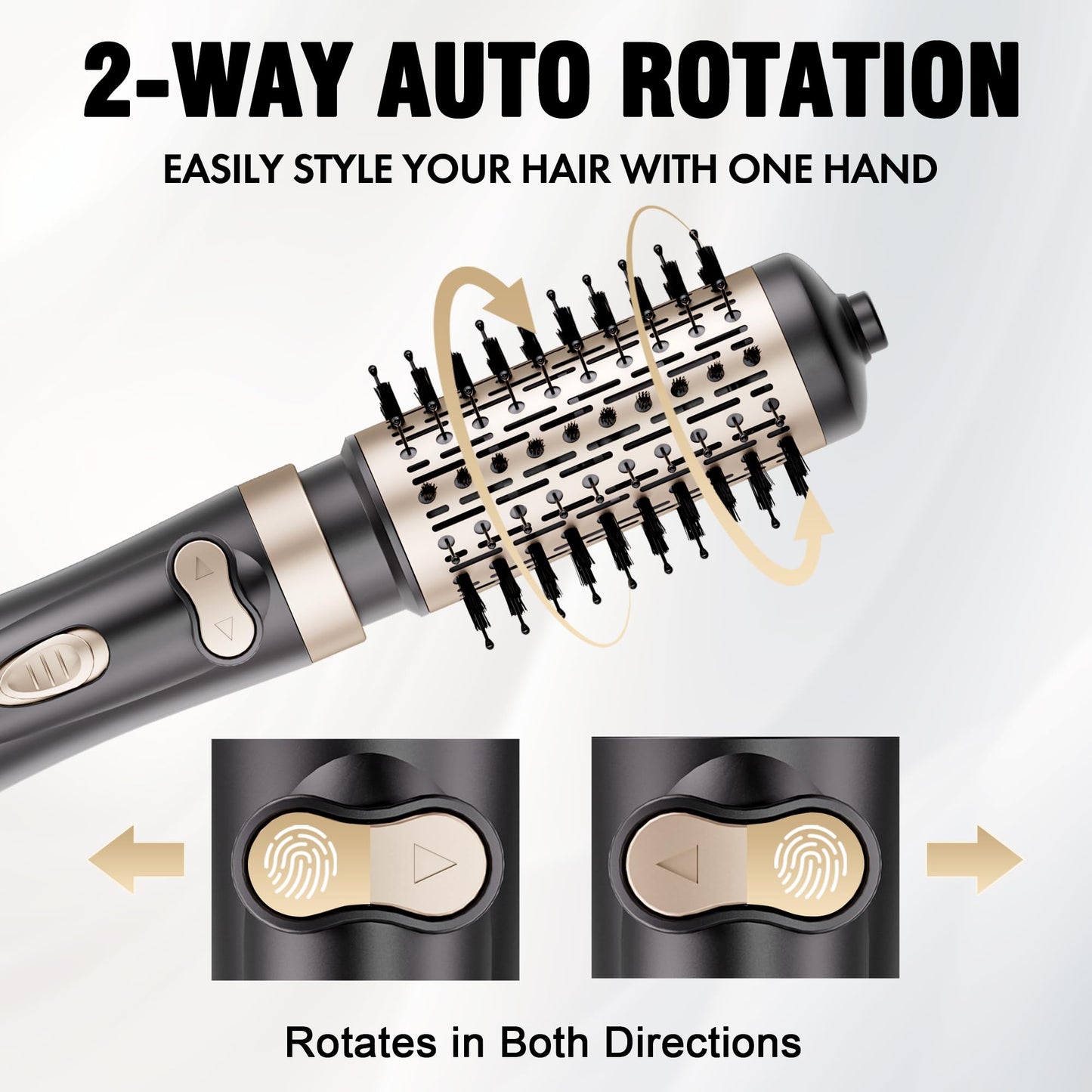 DAILYLIFE hot air brush showcasing the two interchangeable barrel sizes in one point five and two inches.