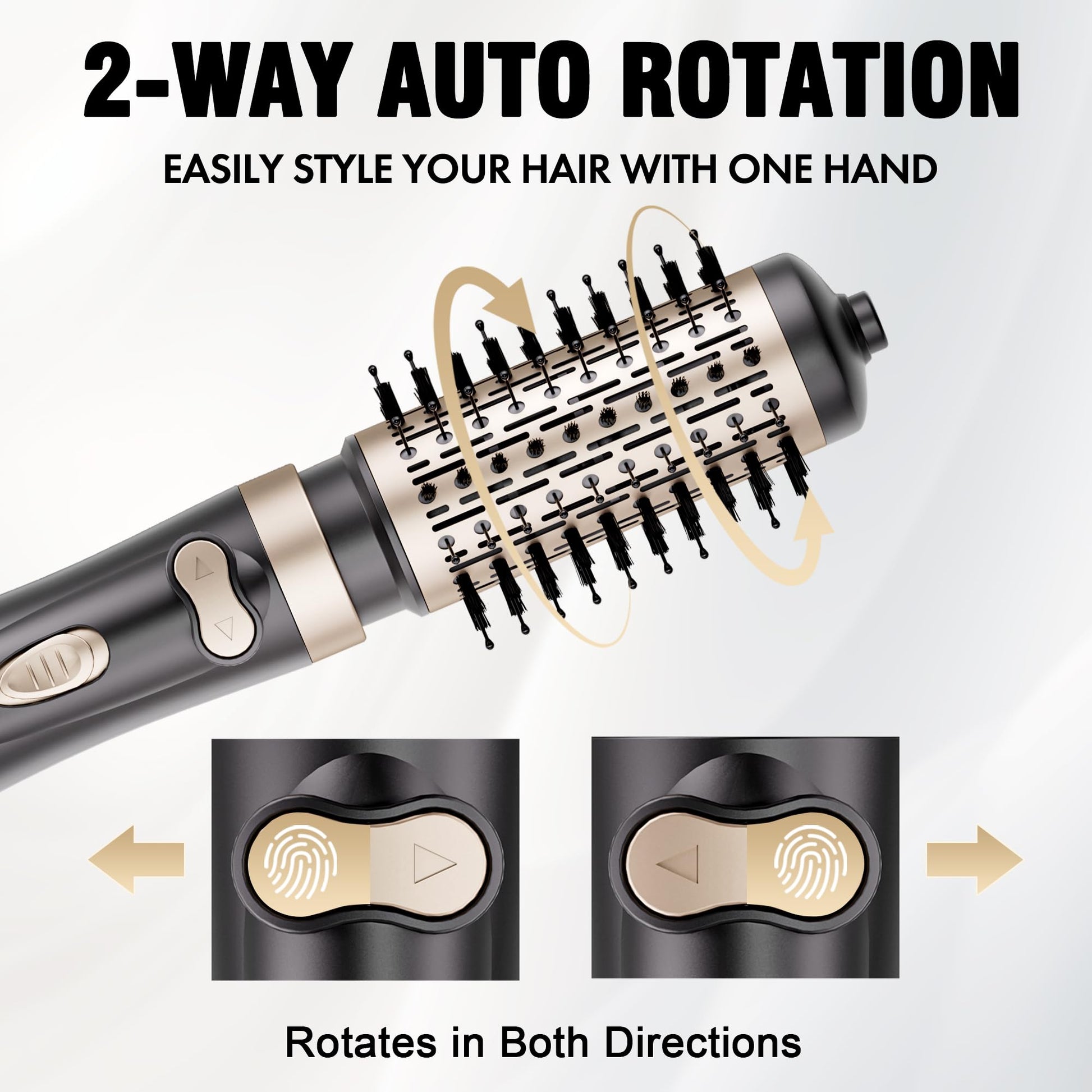 DAILYLIFE hot air brush showcasing the two interchangeable barrel sizes in one point five and two inches.