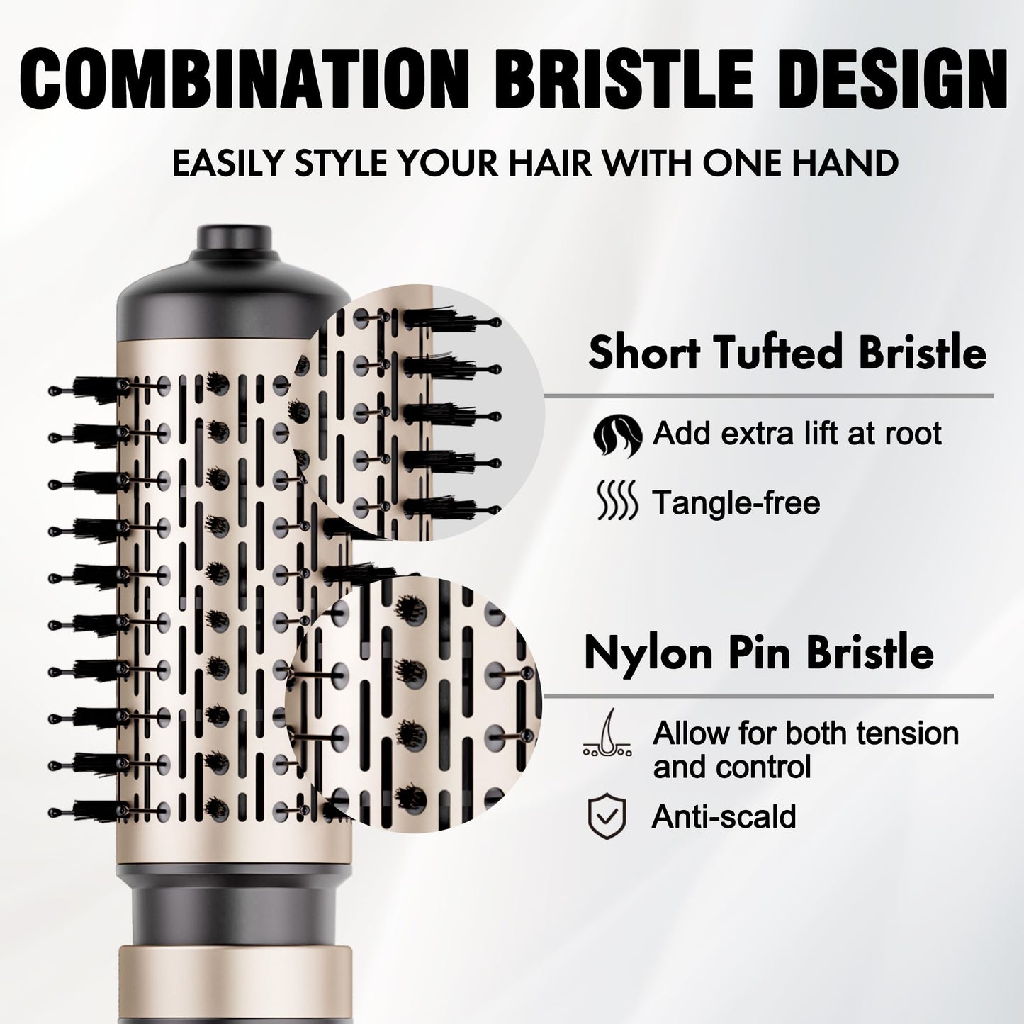DAILYLIFE gold hot air styler side profile illustrating the lightweight ergonomic design for easy handling.