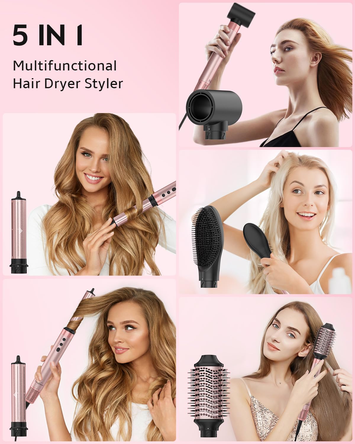 Brightup high speed hair dryer brush automatic curling process demonstration