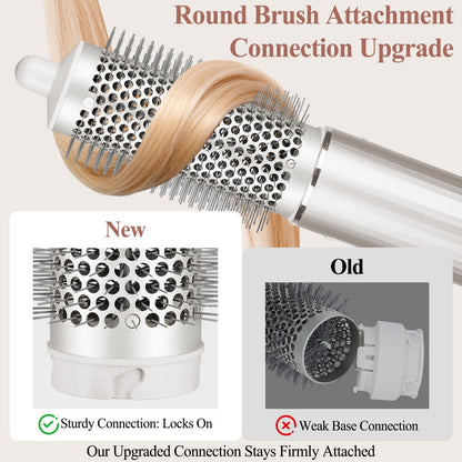 Chivixe silver volumizing hair brush attachment angle view highlighting secure connector base.