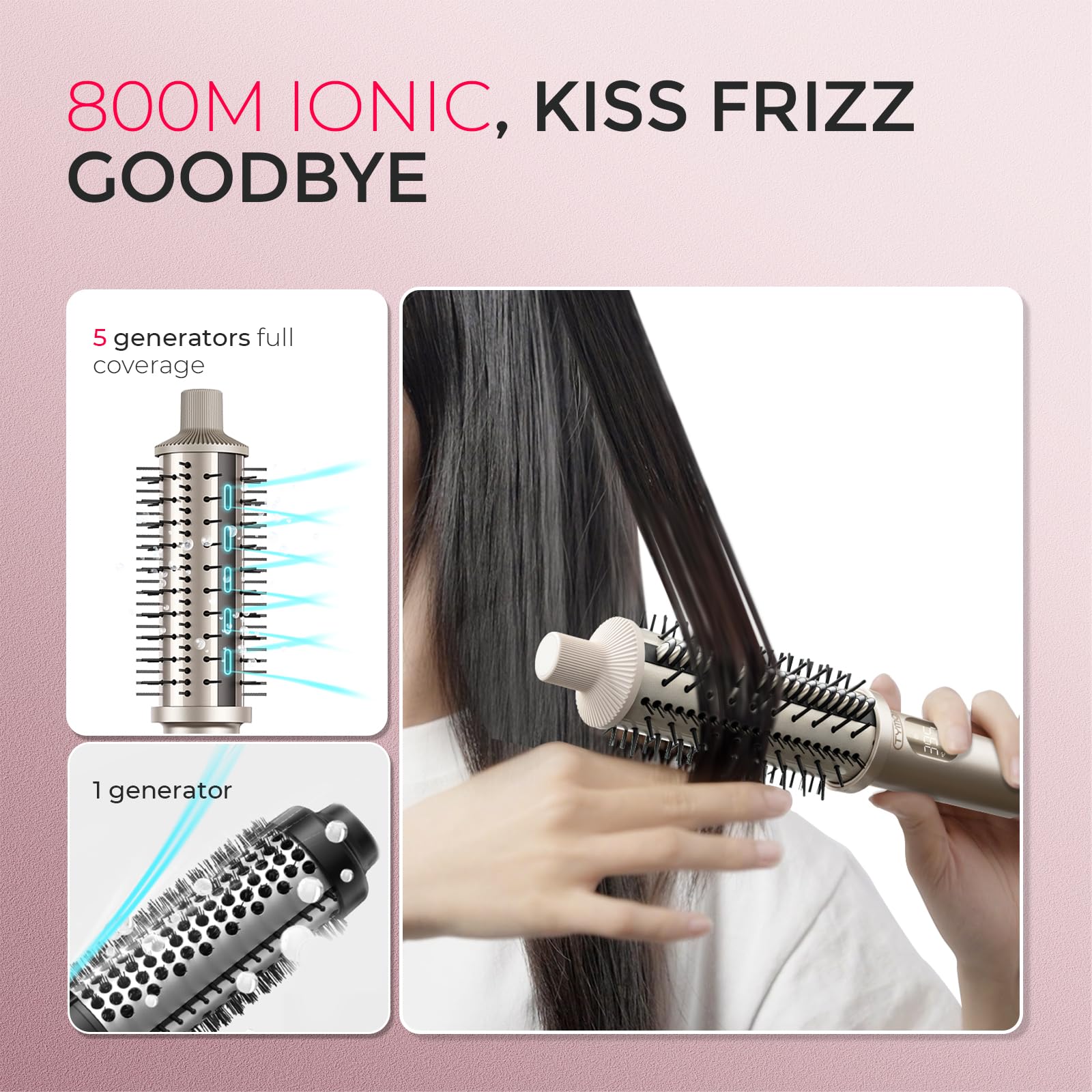 TYMO dual voltage styling tool side profile showcasing the 360 degree swivel power cord.