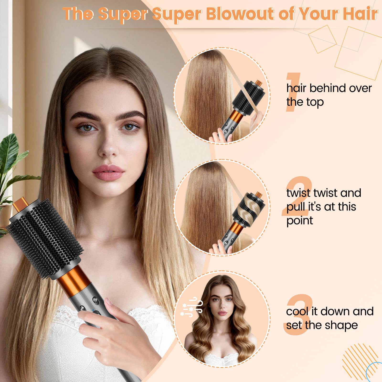 Angled view of the premium imported replacement volumizing brush showing high quality construction materials.