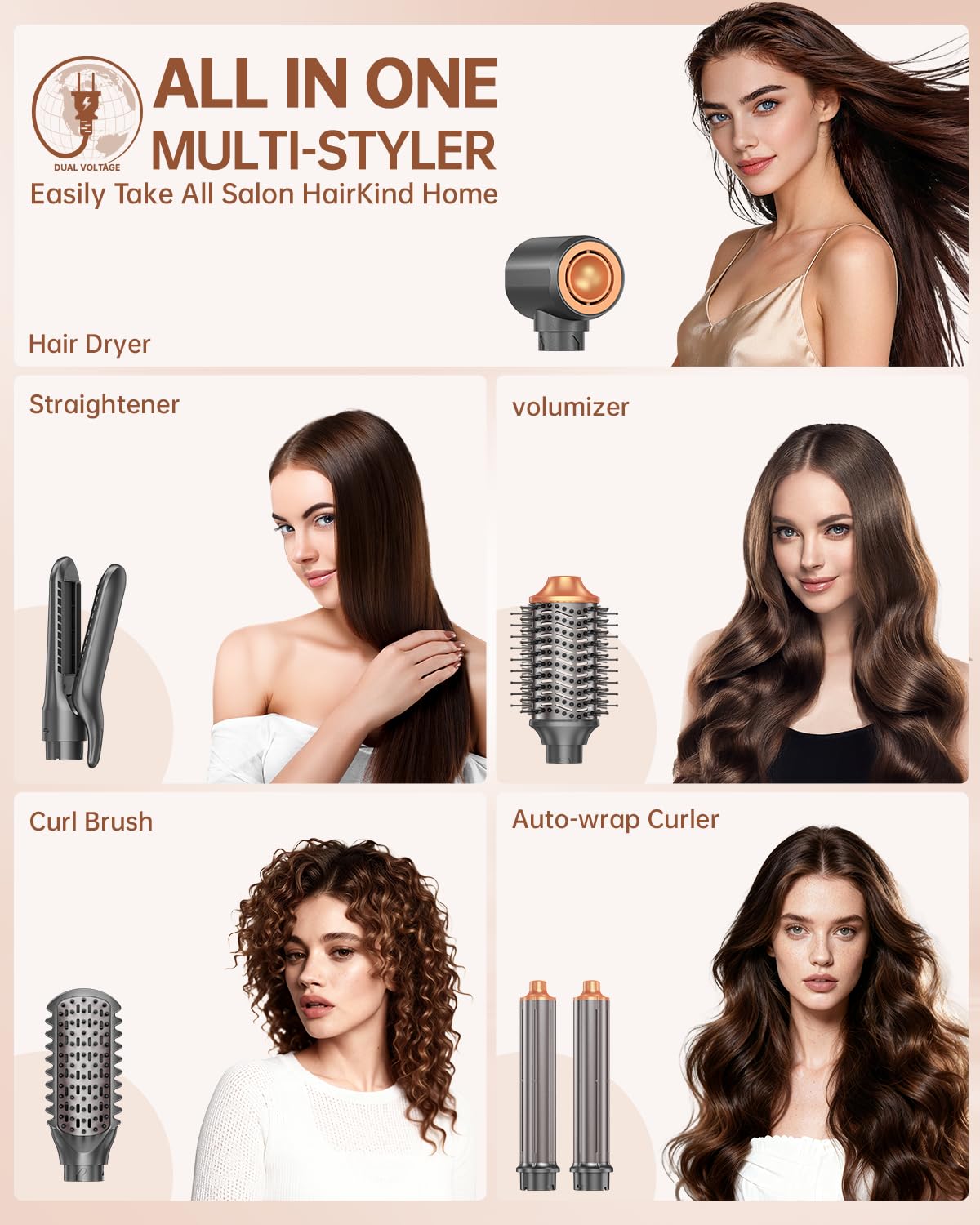 Webeauty ionic multi styling tool showing the digital high speed brushless motor base