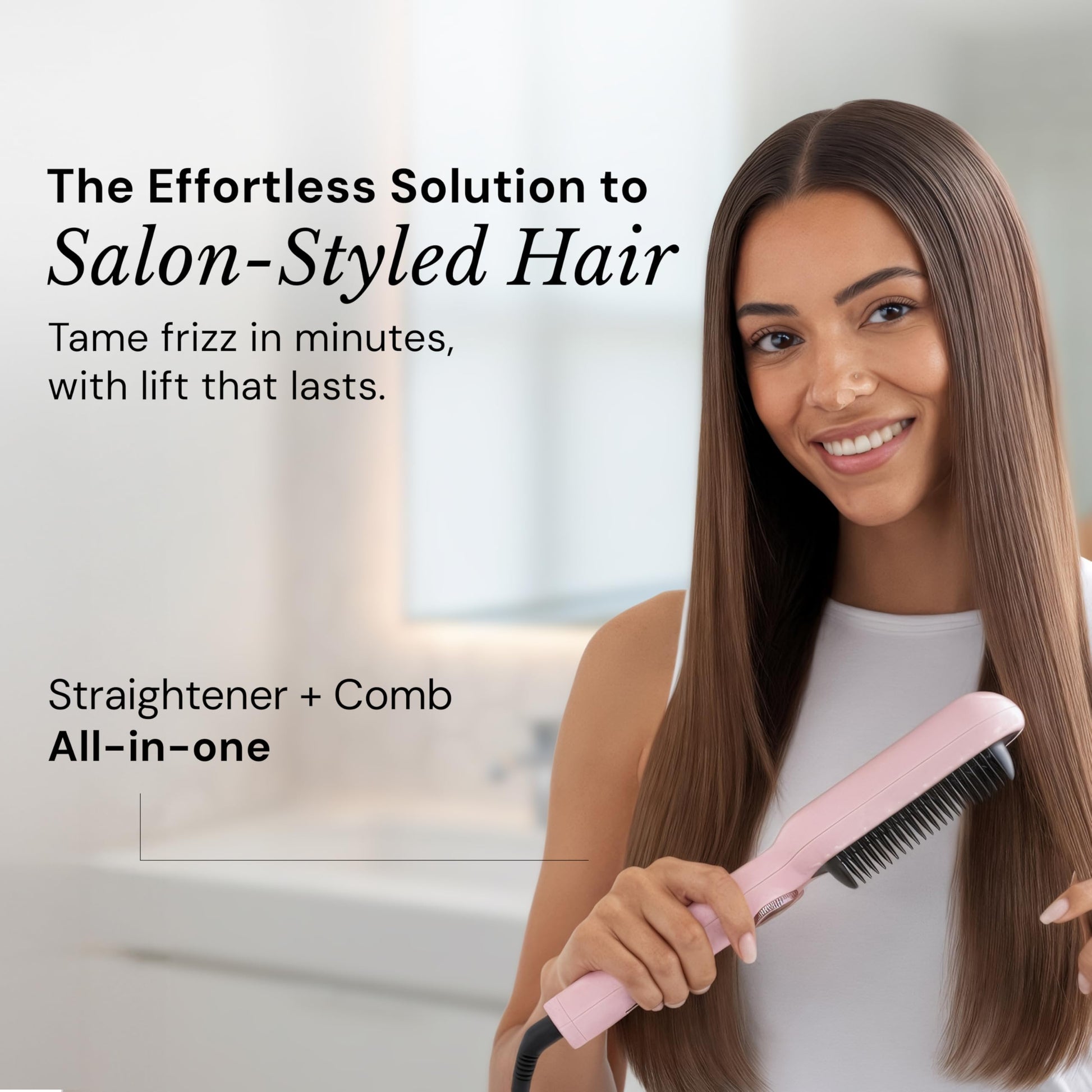 L'ANGE HAIR digital straightening comb showcasing the precision heat dial adjusted to custom temperature.