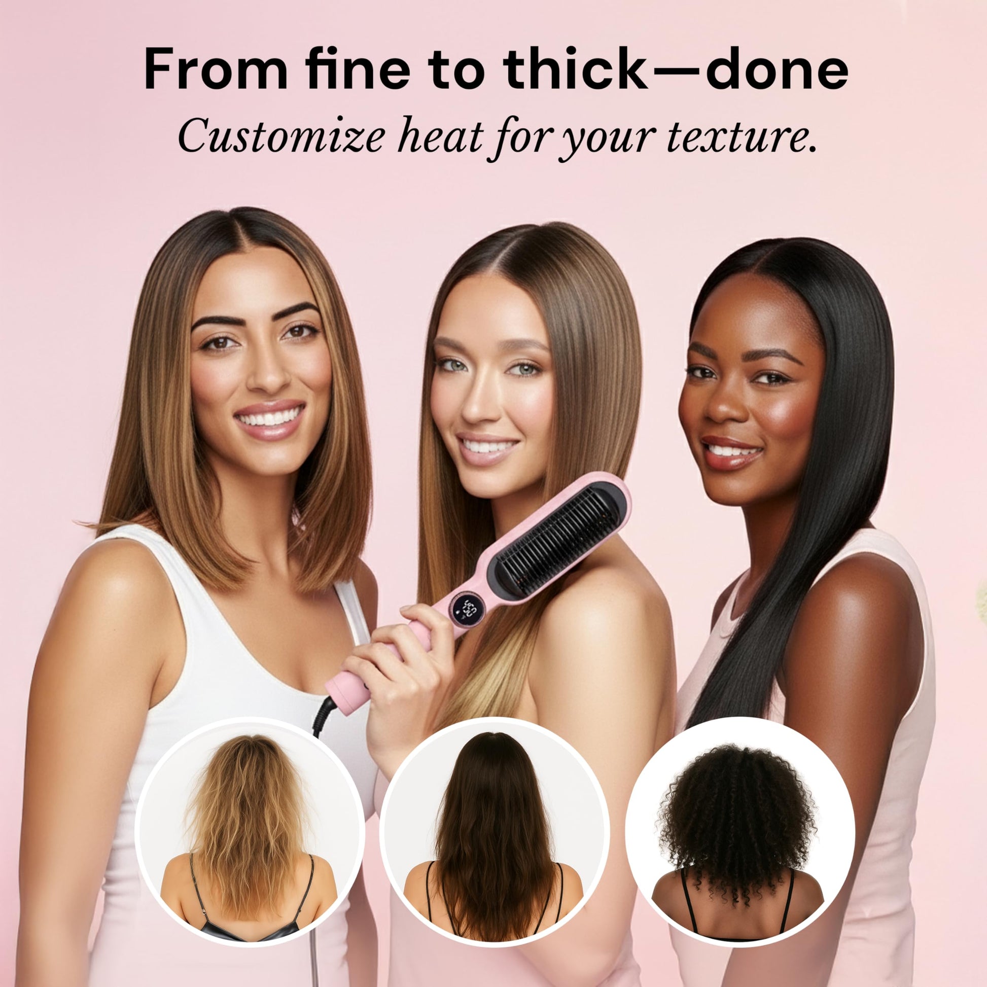 Side view of the L'ANGE HAIR ionic hot brush emphasizing the protective heat shield and bristles.
