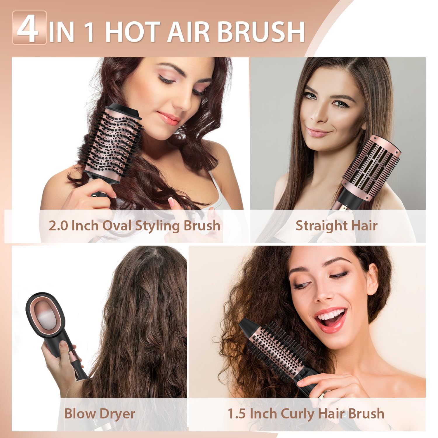 Natrial blowout brush demonstrating the safe leakage protection plug and flexible swivel cord attachment