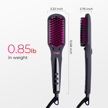 Premium imported hair straightener brush unboxed with instruction manual and safety details