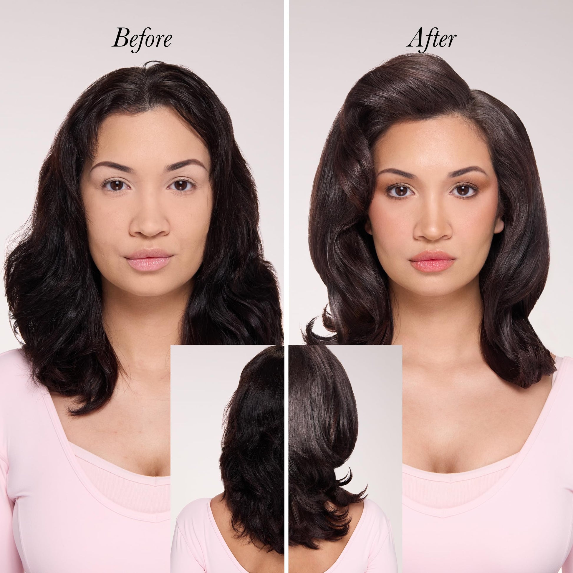 The blush colored L'ANGE HAIR Le Volume Elevé styler highlighting the 360-degree vented airflow holes.