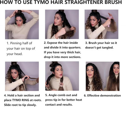 Side view of the portable TYMO ionic brush displaying the heavy duty swivel cord connection