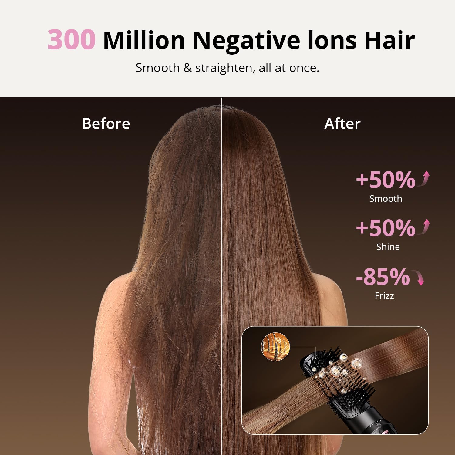 The oval volumizing brush attachment clicked securely onto the hot air styler handle