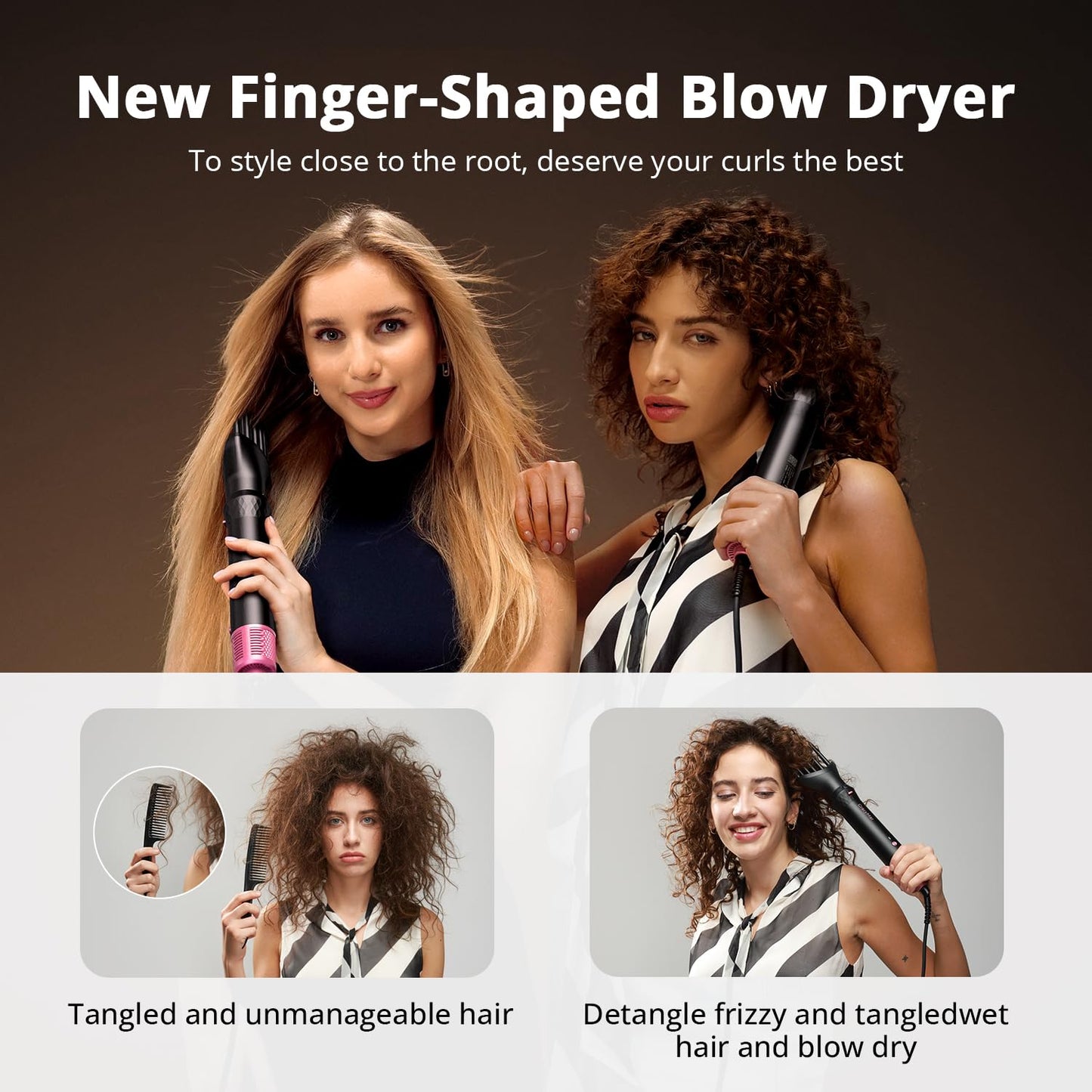 The rear intake filter and temperature control buttons on the premium pink hair dryer brush