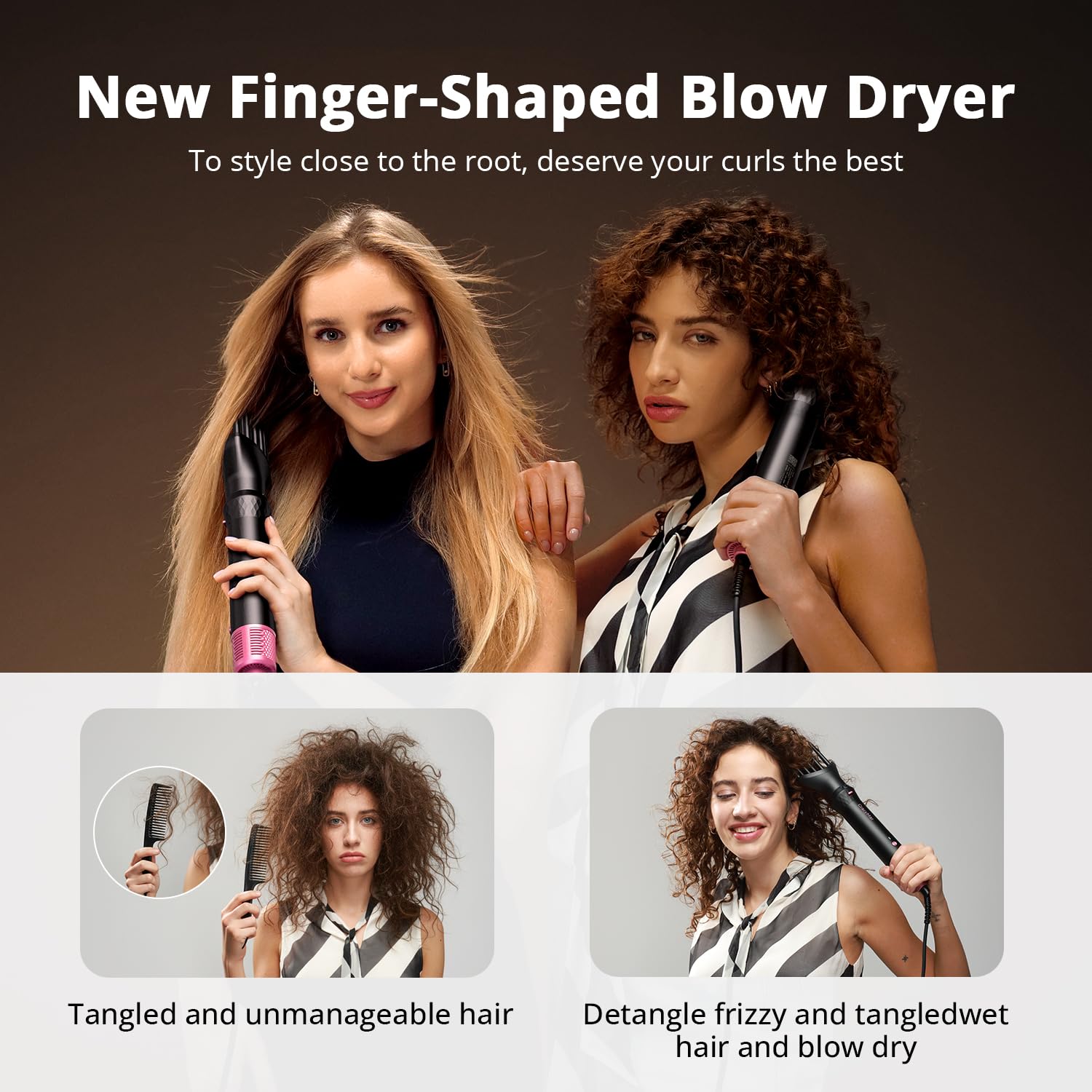 The rear intake filter and temperature control buttons on the premium pink hair dryer brush
