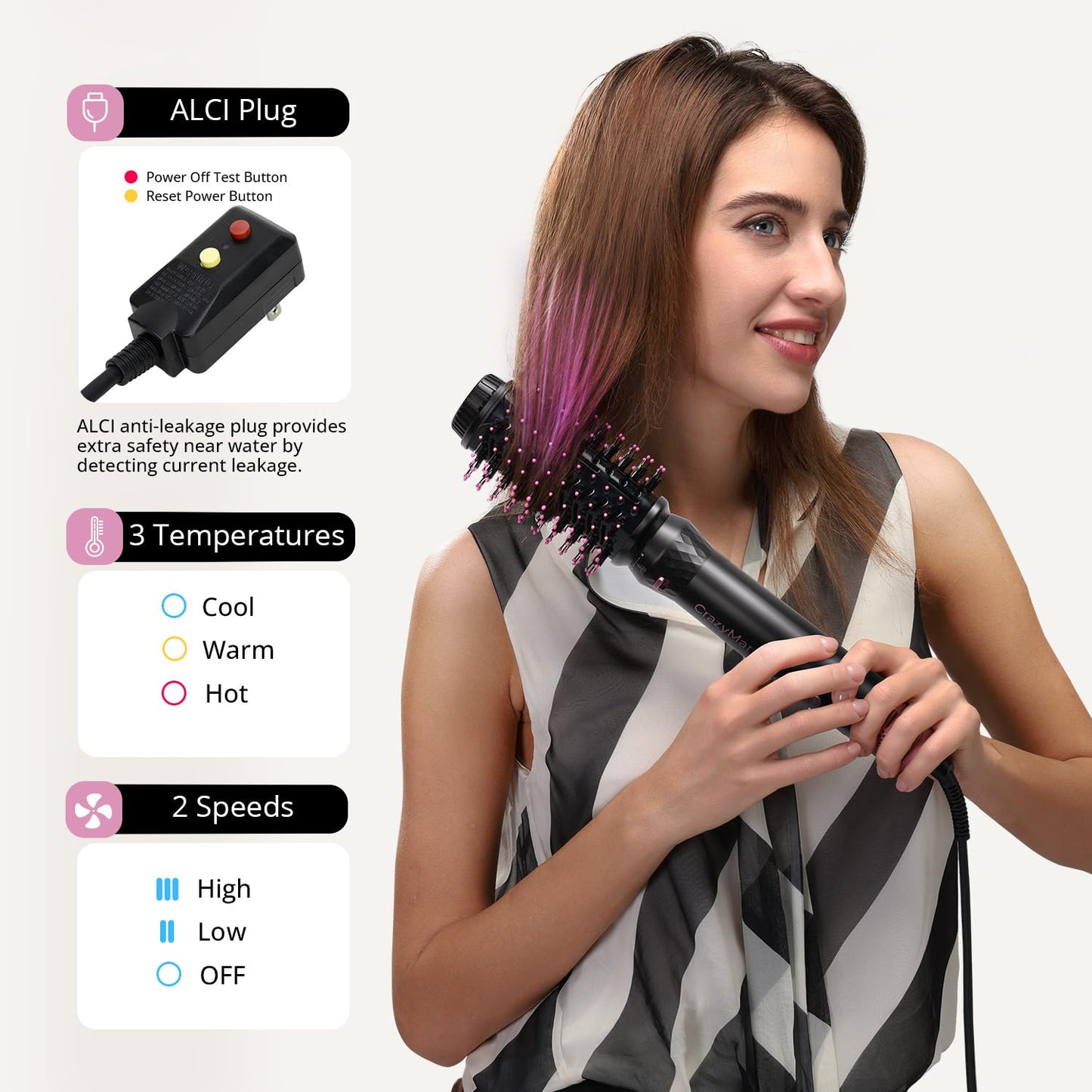 The diffuser and concentrator attachments designed for curly and straight hair styling