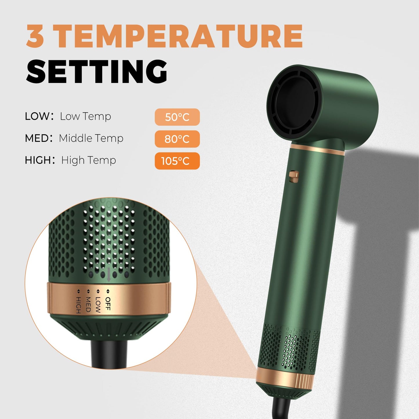 Multifunctional negative ion air styler showcasing the ALCI safety plug configuration.