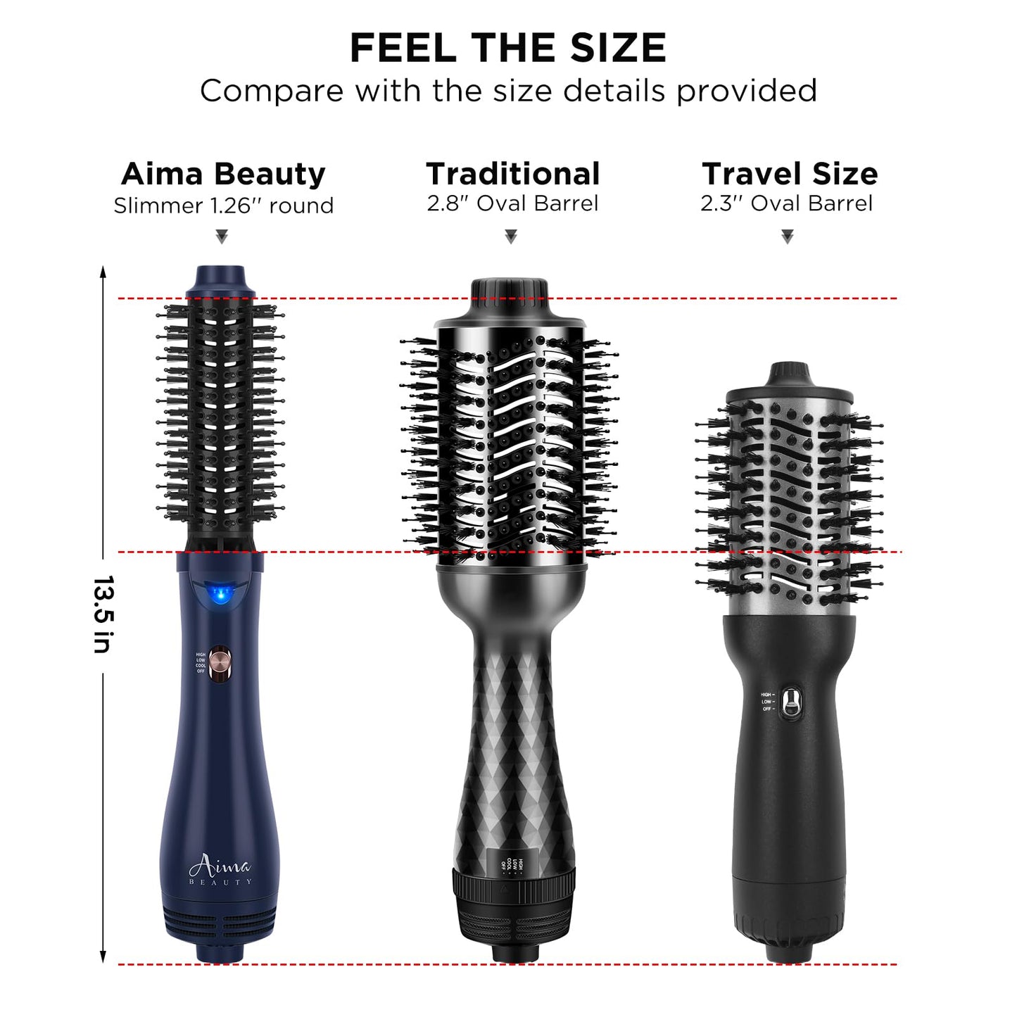 Aima Beauty volumizing styling tool close up of the ceramic coating and mixed nylon pins.