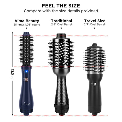 Aima Beauty volumizing styling tool close up of the ceramic coating and mixed nylon pins.