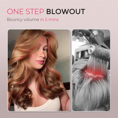The premium gold ceramic barrel of the TYMO hair styling brush demonstrating the even airflow vents