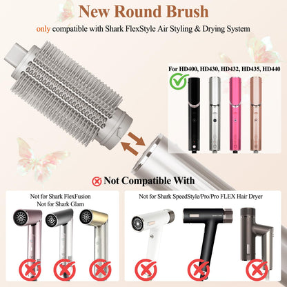 AFDD round brush attachment for blow dryers showcasing the reinforced connection joint.