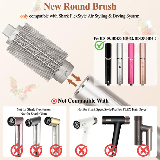 AFDD round brush attachment for blow dryers showcasing the reinforced connection joint.