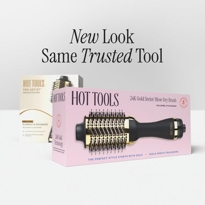 Authentic retail packaging of the imported Hot Tools Professional 24K Gold One-Step Volumizer.