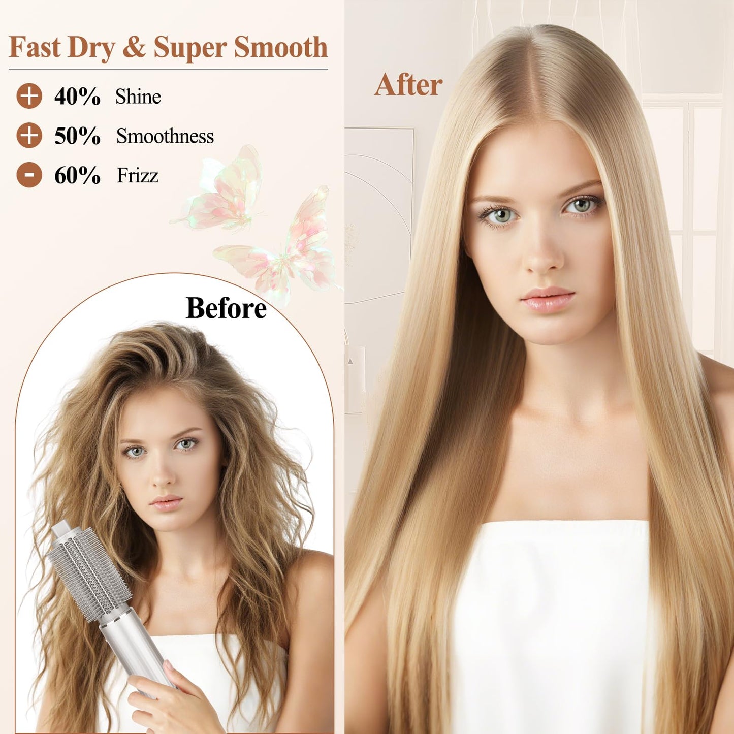 Premium replacement round hairbrush head highlighting even airflow distribution design.