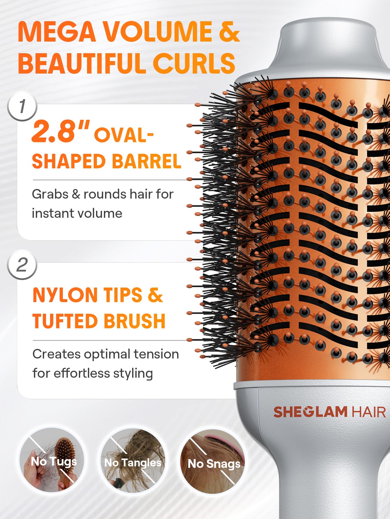 Packaging box of the SHEGLAM Blowout Bliss hot air brush with official branding details