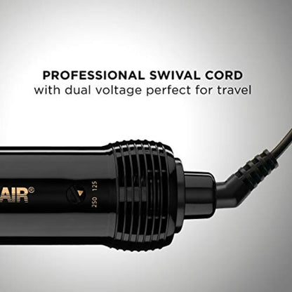 Conair 2-in-1 volumizing hair dryer brush packaged with both styling attachments included