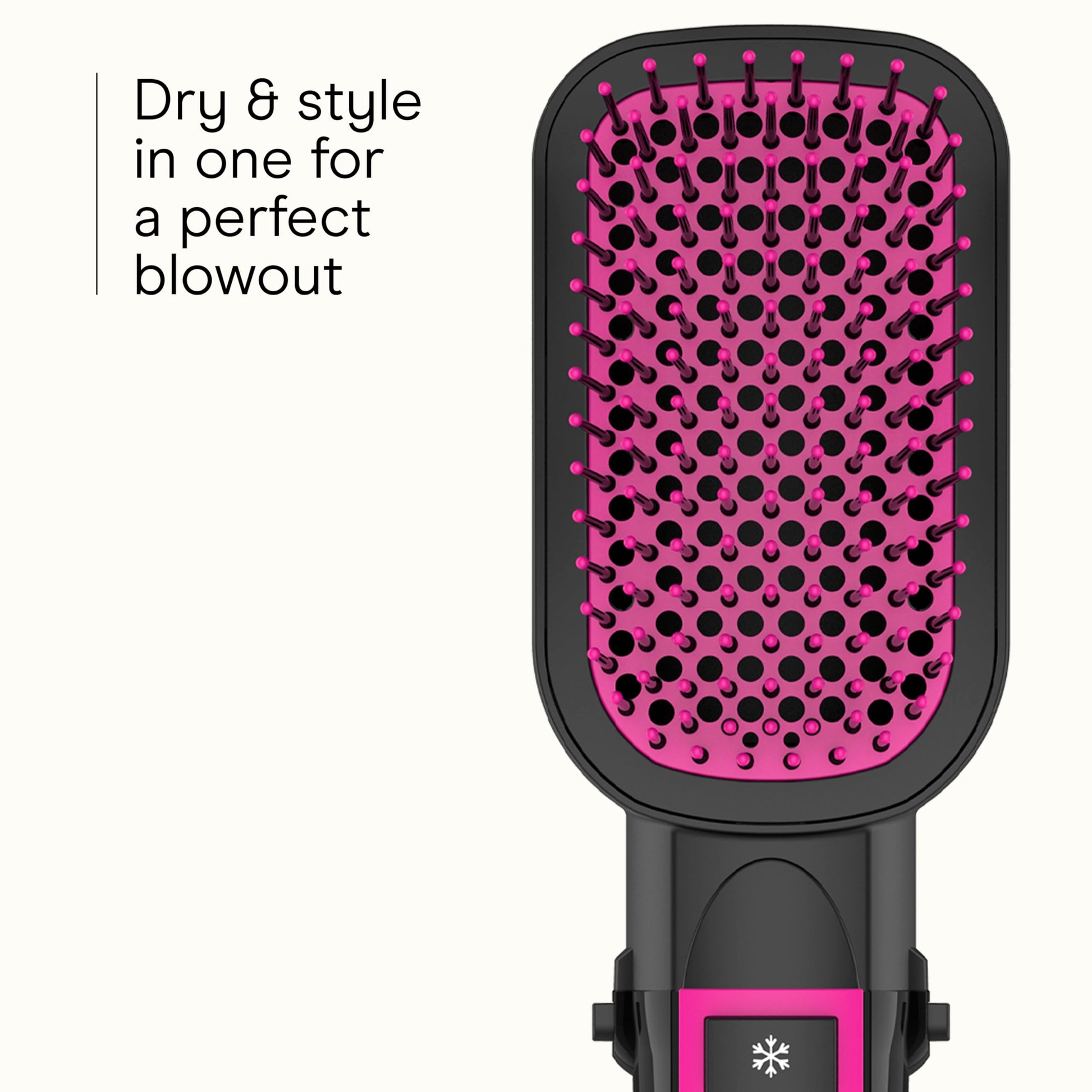 Close up shot of the 136 flexible bristles with epoxy tips on the Conair smoothing dryer brush head.