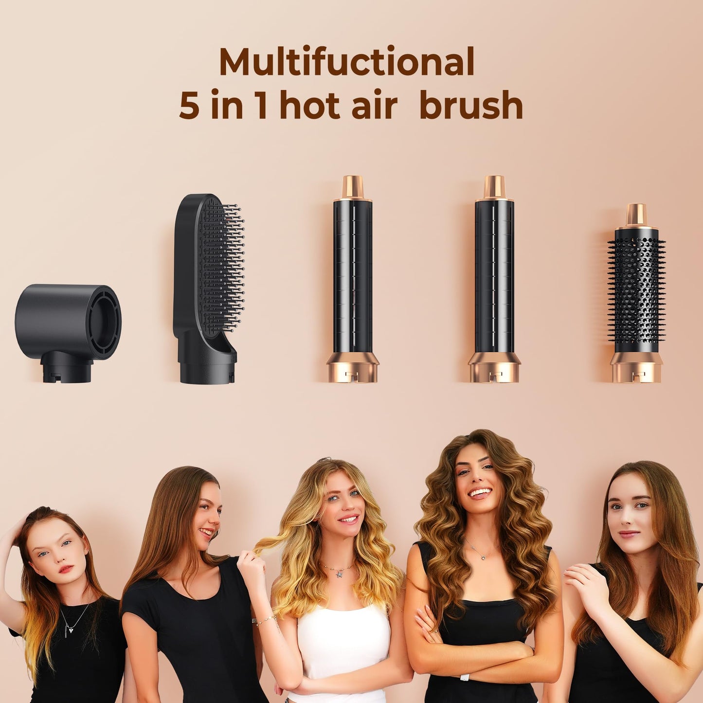 Negative ionic blow dryer brush head attachment optimized for smoothing static frizz.