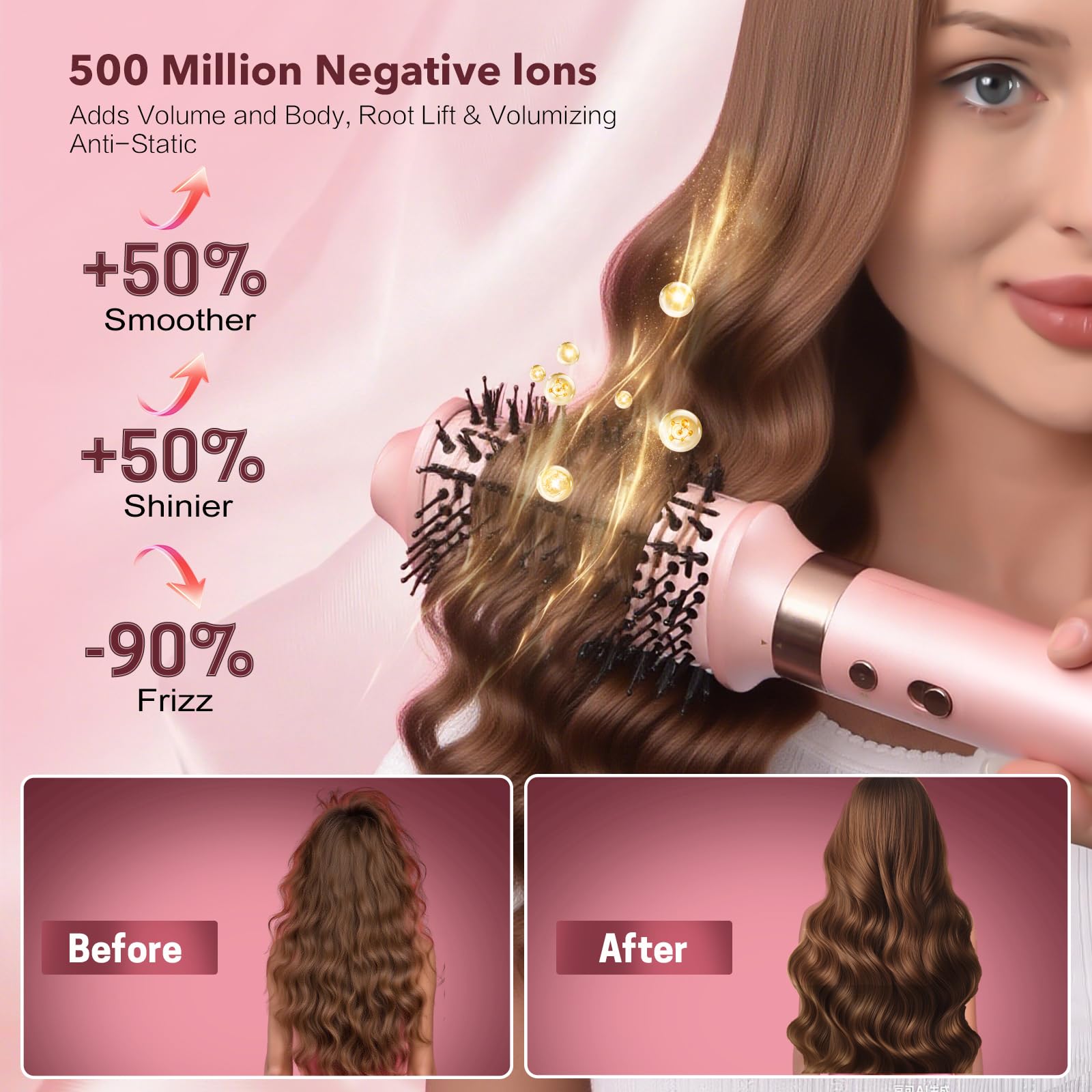 The auto-wrap curling barrels attachment demonstrating airflow direction for left and right curls.