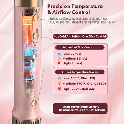 Thermal round brush attachment designed for smoothing out frizz and enhancing root volume.