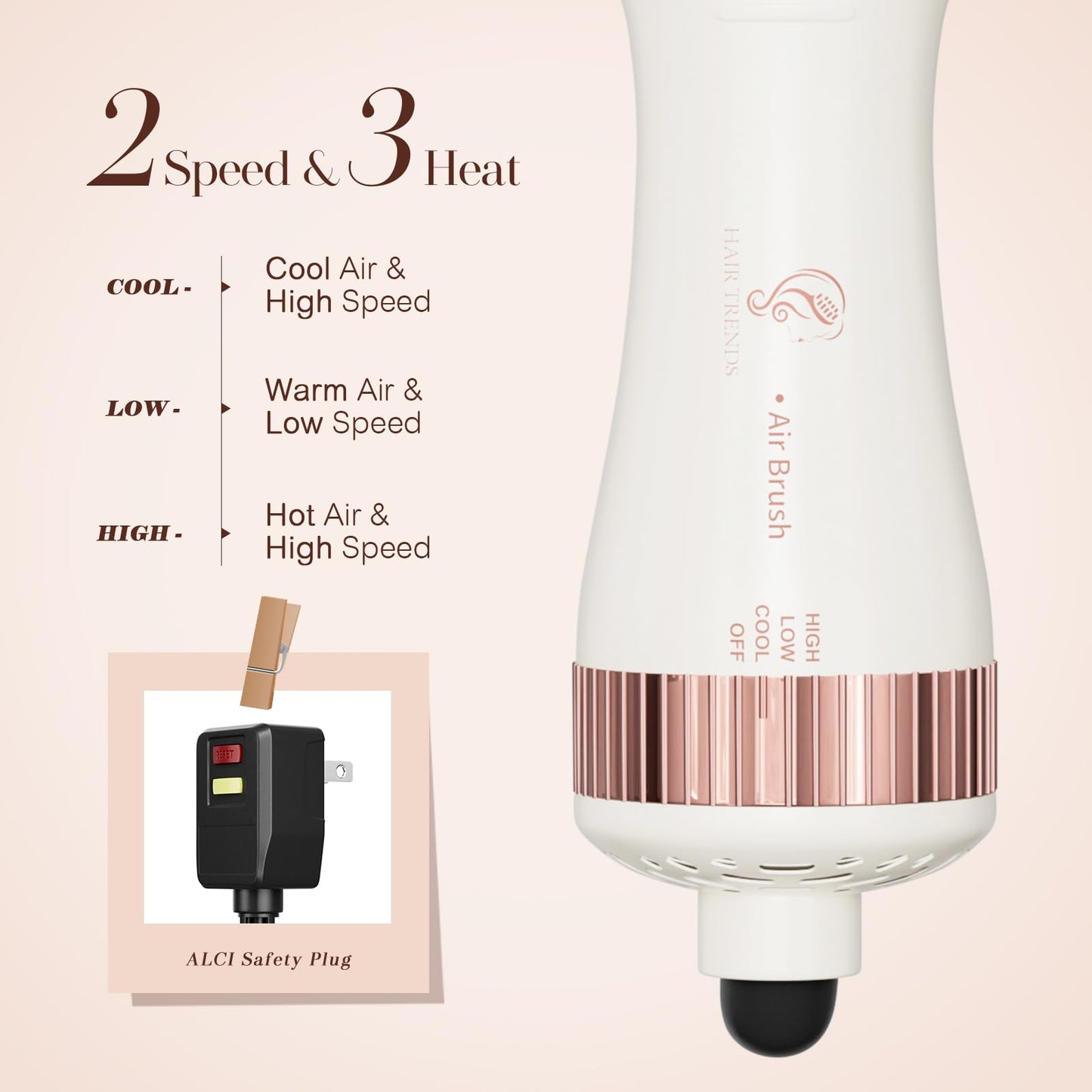 Hair Trends one step blowout brush showcasing the mixed bristles designed for detangling and volume