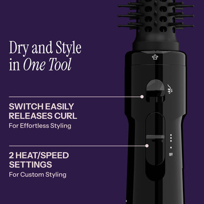 Hot Tools black heated styling brush curl release switch detail