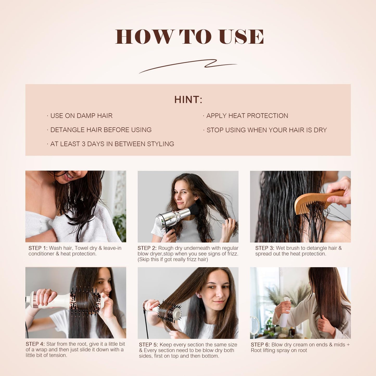 White and rose gold mini styling brush illustrating the dual voltage indicator mechanism for global use