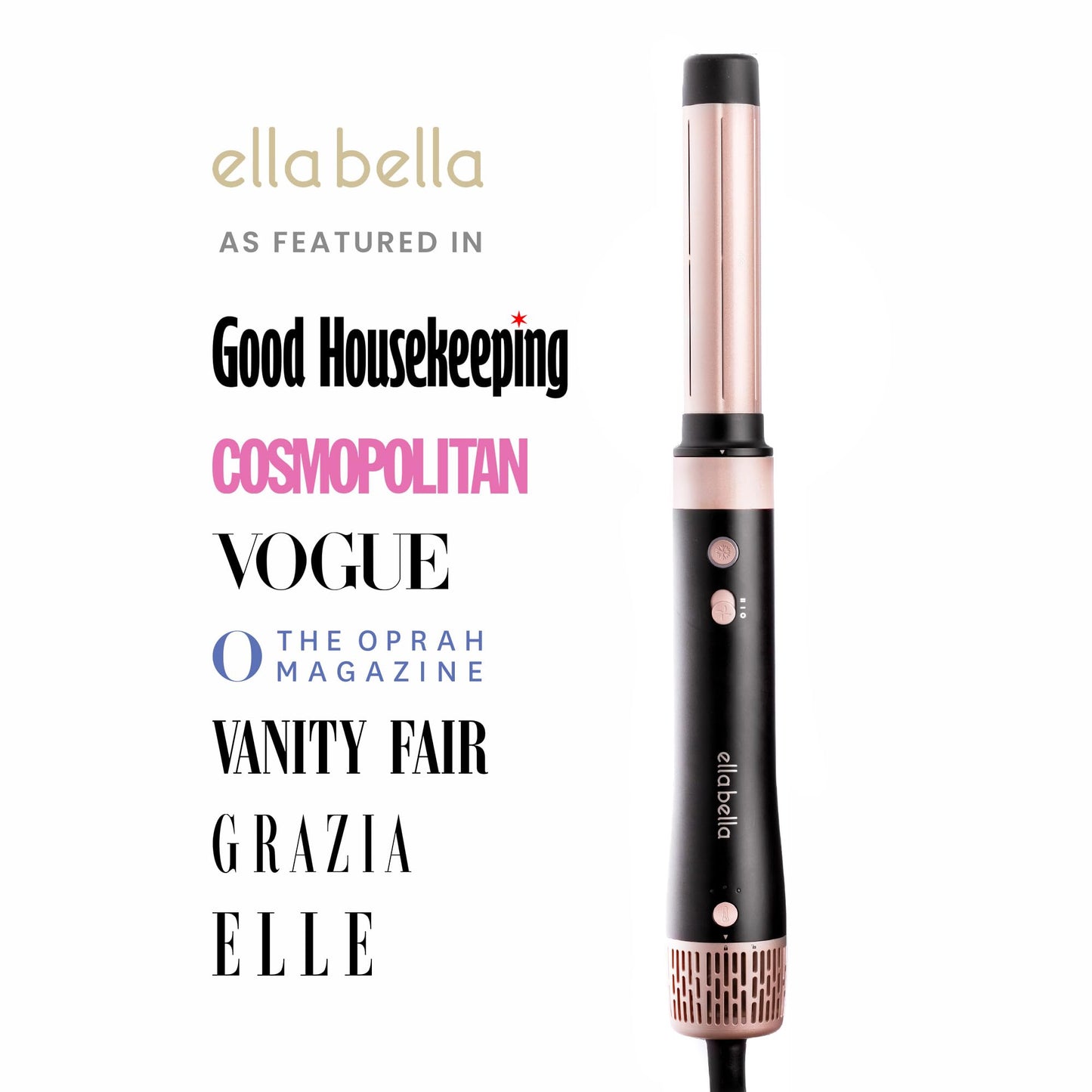 Close up view of the Ella Bella high speed brushless motor air styler control buttons