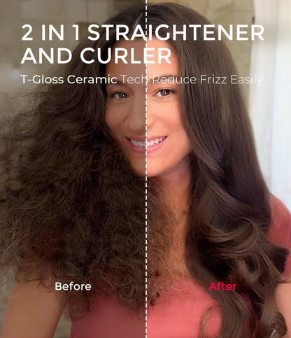 TYMO dual voltage curling and straightening brush shown from an angled side perspective.